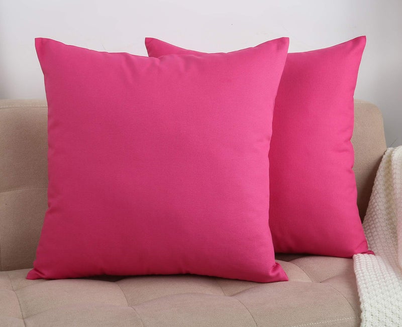 TangDepot Handmade Decorative Solid 100% Cotton Canvas Throw Pillow Covers /Pillow Shams, (16" x16" , Hot Pink, 1 Count (Pack of 1)) - Image 2